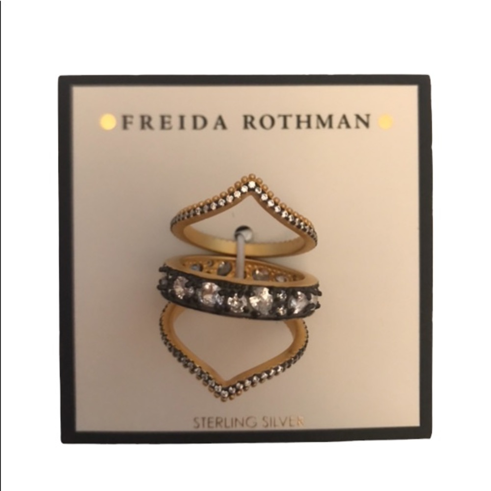 Last 1 ⛔️ Freida Rothman Gilded Cable Double Arc 3-Stack Ring - Picture 3 of 4